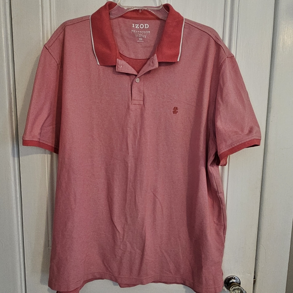 IZOD Men's XXL Advantage Performance Natural Stretch Pink Golf Polo Shirt Cotton